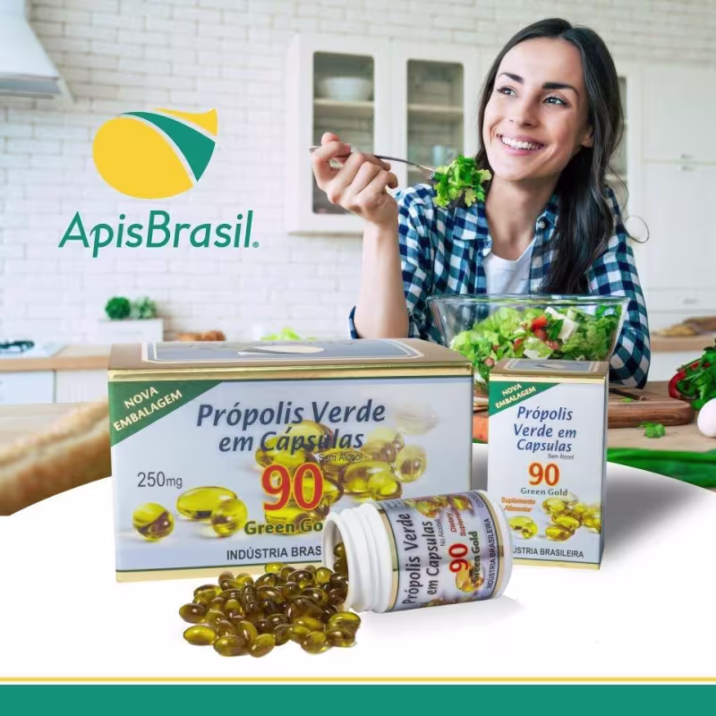 Apis-Brasil Própolis Verde Green Gold - Suplemento Alimentar (90 Cápsulas)