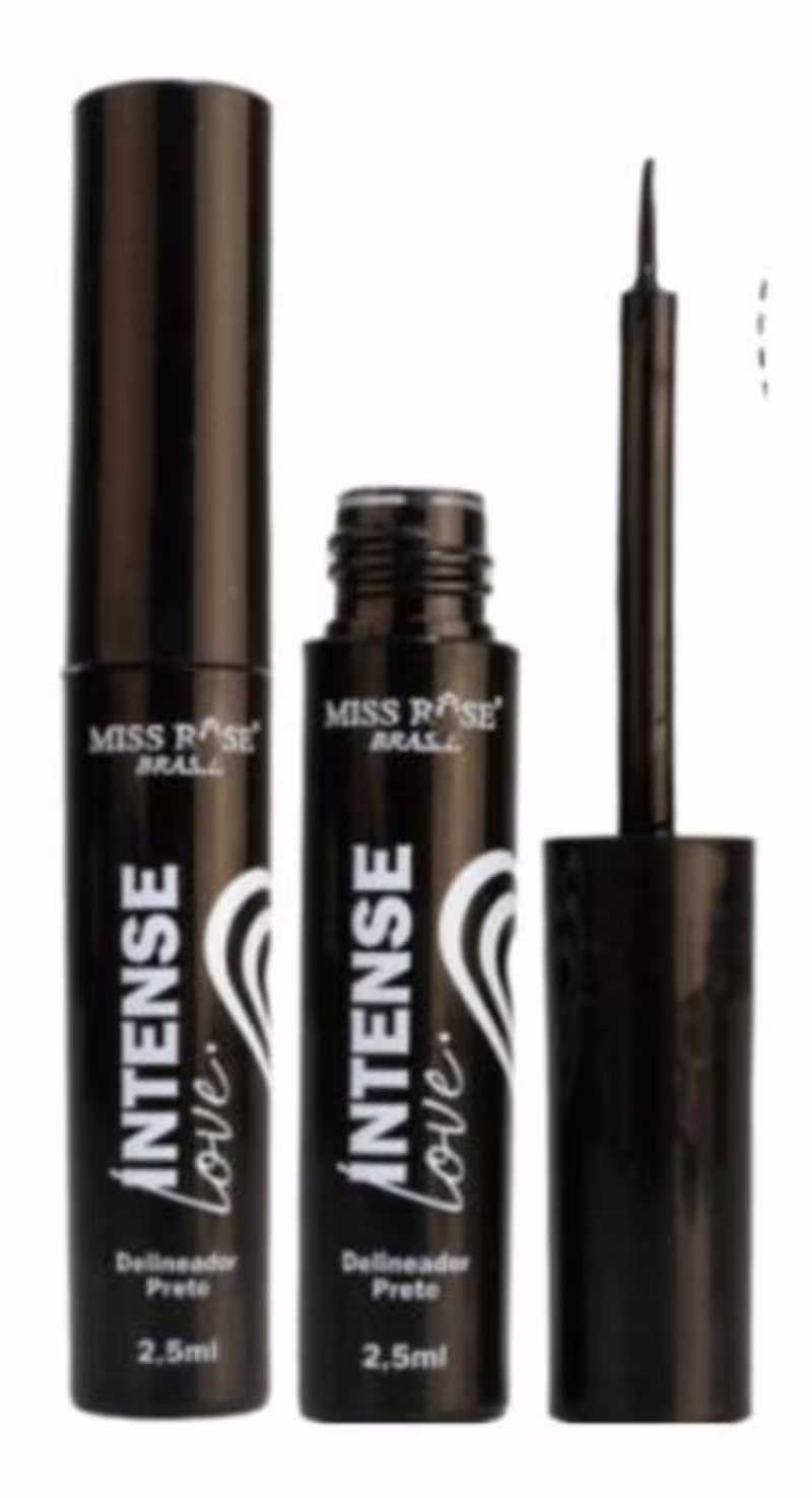 Delineador Líquido Para Olhos Intense Love Miss Rôse Preto Cor:Preto