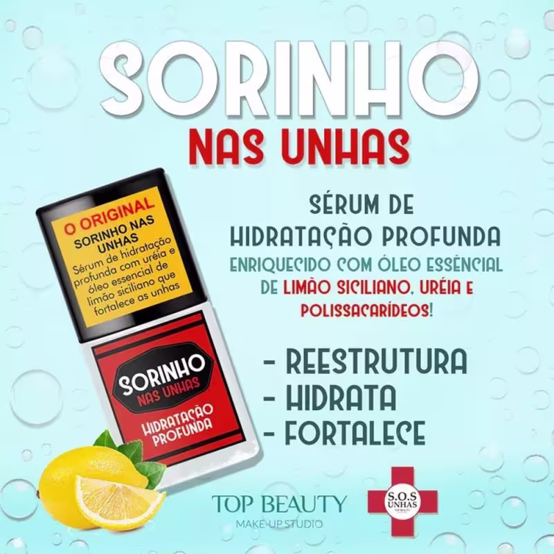 Kit Top Beauty S.O.S Unhas Sorinho + Tônico Milagroso, 6 produtos.