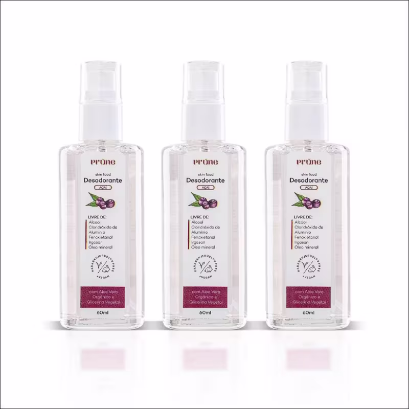 Kit Trio - Desodorantes Cristal Natural Açaí Prune 60ml