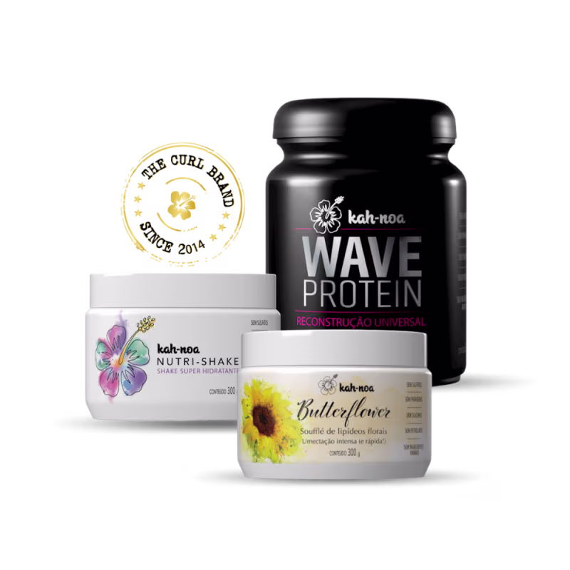 Kit Kah-Noa Wave Protein + Nutri-Shake + Butterflower, 3 produtos.