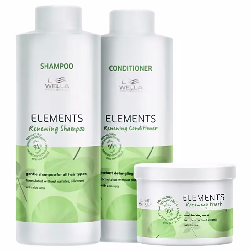 Shampoo, Condicionador e Máscara da linha Elements Renewing de Wella Professionals