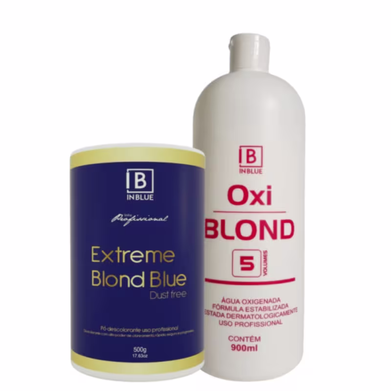 Kit Pó Descolorante Inblue Extreme Blond Blue + Ox 5 Volumes 900ml