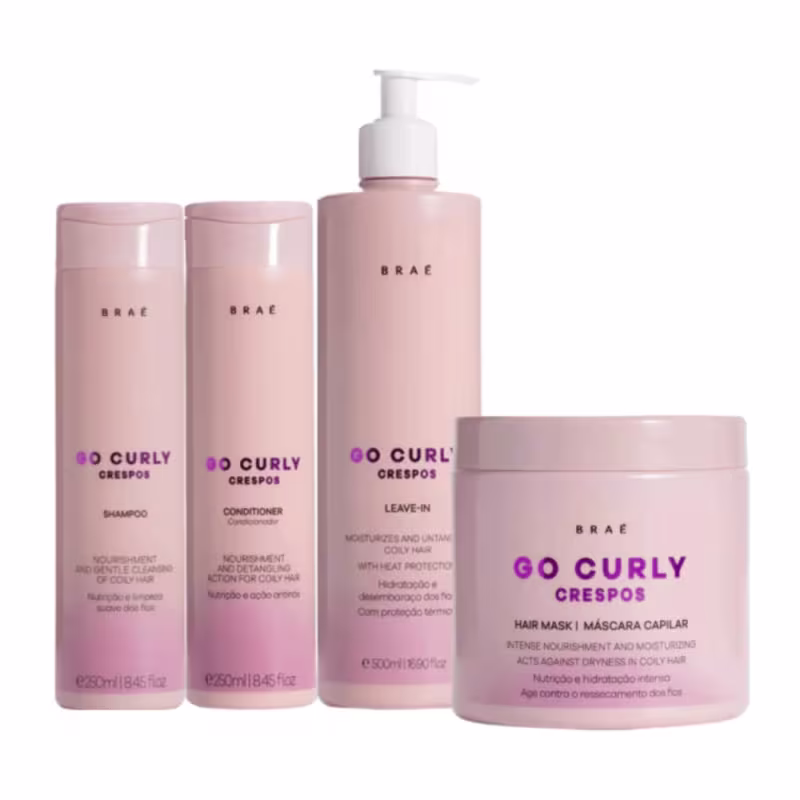 Kit Braé Go Curly Crespos 4 Produtos Definição de Cachos