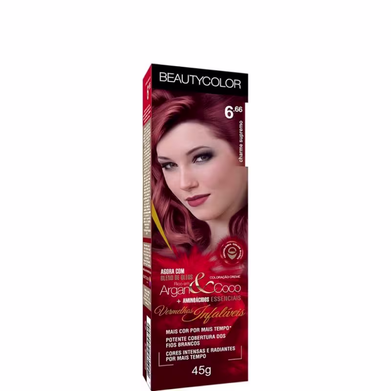 Tinta Beauty Color Coloração Creme 6.66 Charme Supremo 45g