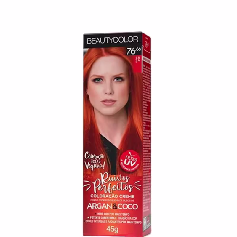 Tinta Beauty Color Coloração 76.66 Ruivo Ariel 45g Individual