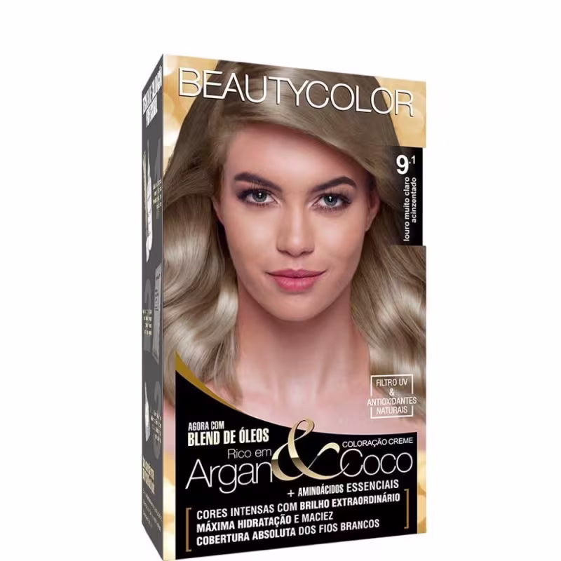 BeautyColor Coloração Permanente Kit 9.1 Louro Muito Claro Acinzentado