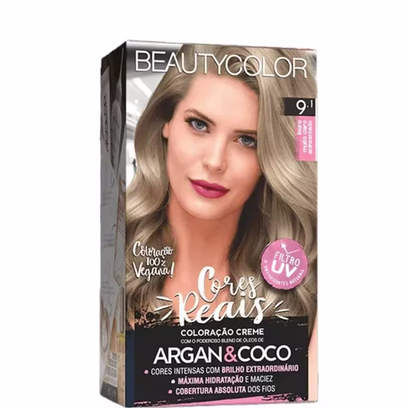 BeautyColor Coloração Permanente Kit 9.1 Louro Muito Claro Acinzentado