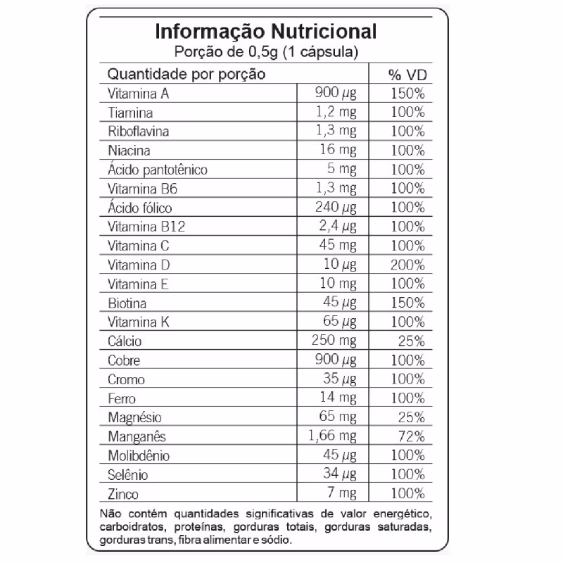 MultiNature MultiFort Suplemento Alimentar AZ Mulher 60 Cápsulas de 500mg