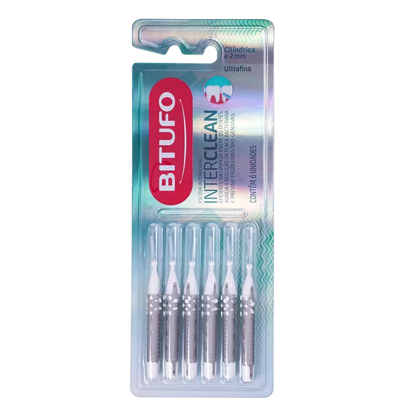 Escova Interdental Bitufo Interclean Ultrafina Cilíndrica 2 milímetros - 6 unidades