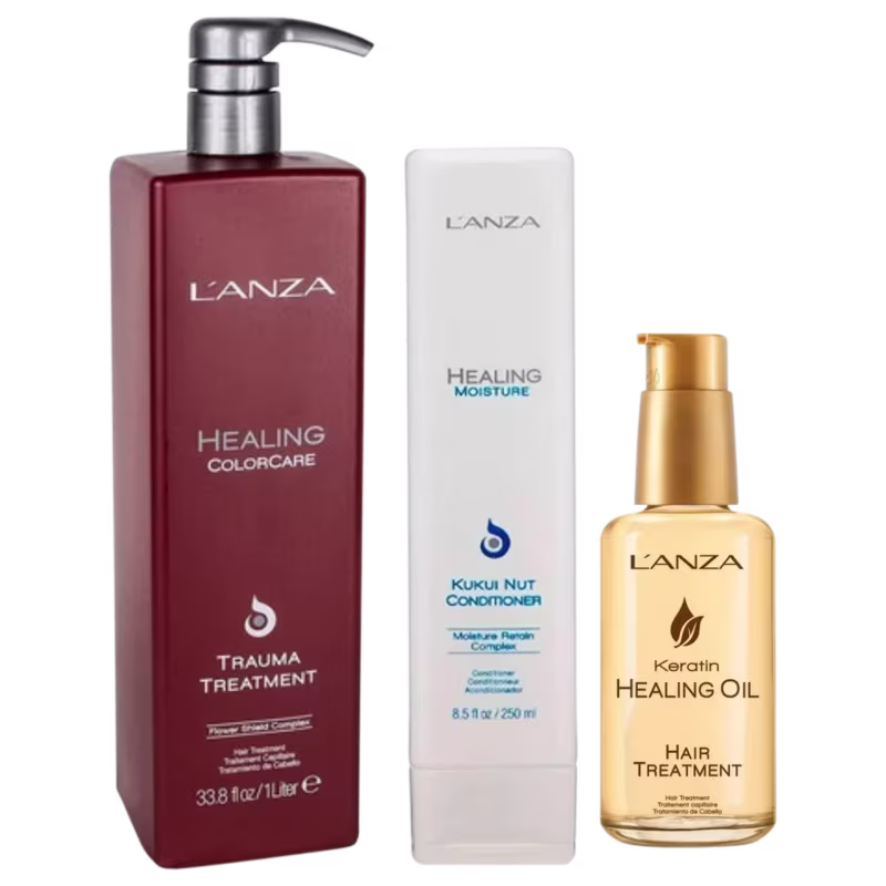 Kit L'Anza Healing  Kukui Nut ColorCare Healing Oil (03 Produtos)