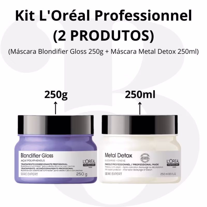 Kit L’Oréal Professionnel Serie Expert ( Mask Blondifier Gloss 250g & Mask Metal Detox 250ml) - 2 Produtos