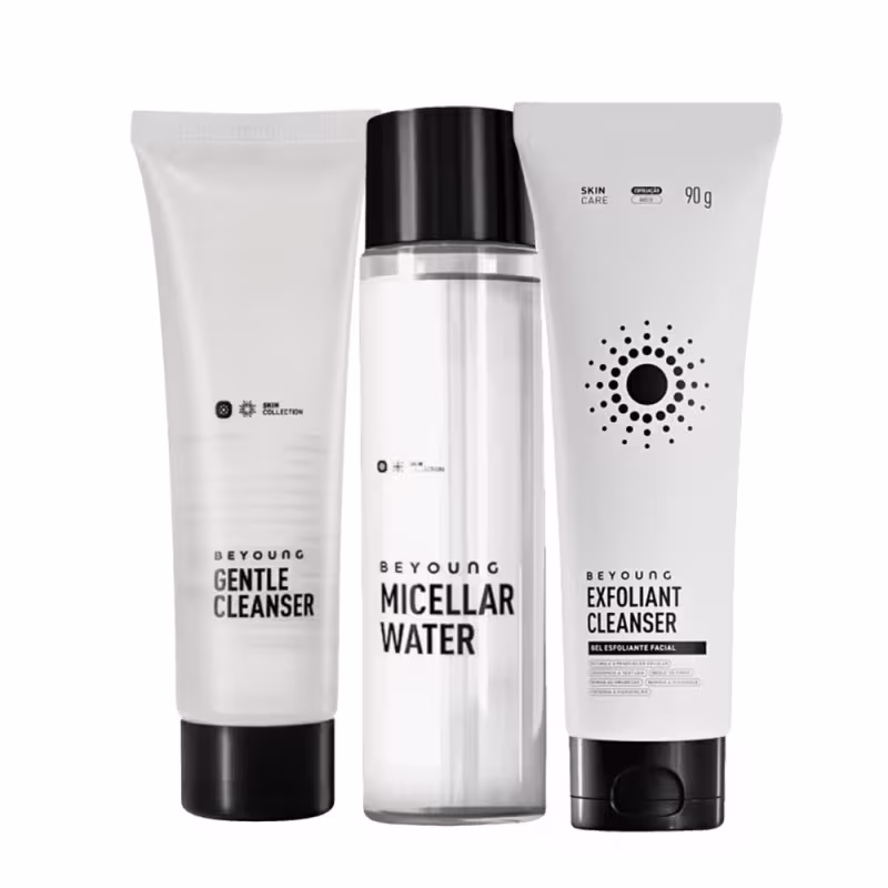 Kit Beyoung com Exfoliant Cleanser Esfoliante, Água Micelar e Gel de Limpeza