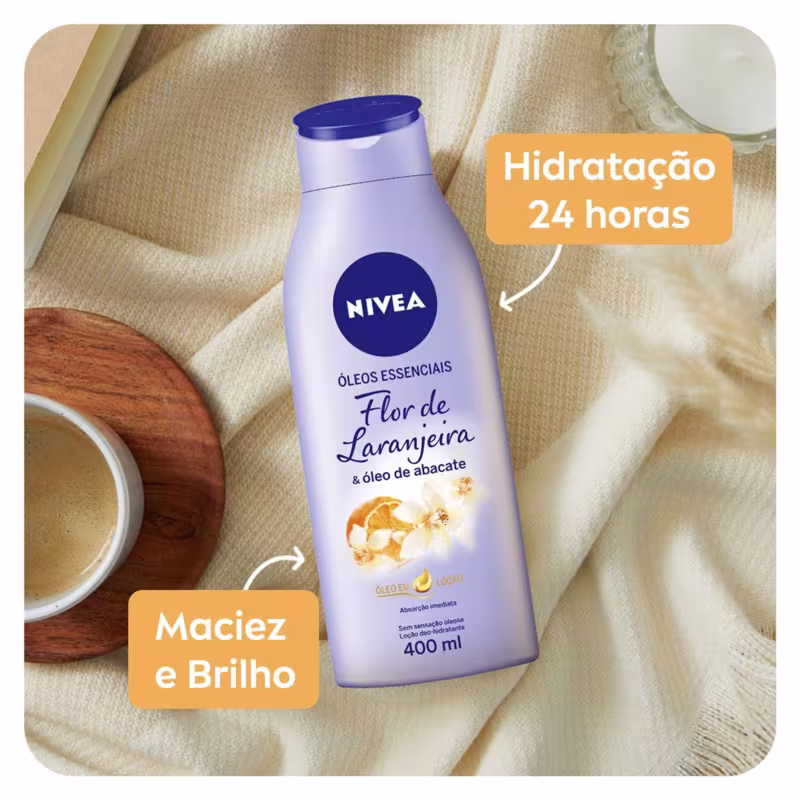 NIVEA Óleos Essenciais Flor de Laranjeira & Óleo de Abacate - Loção Hidratante 400ml