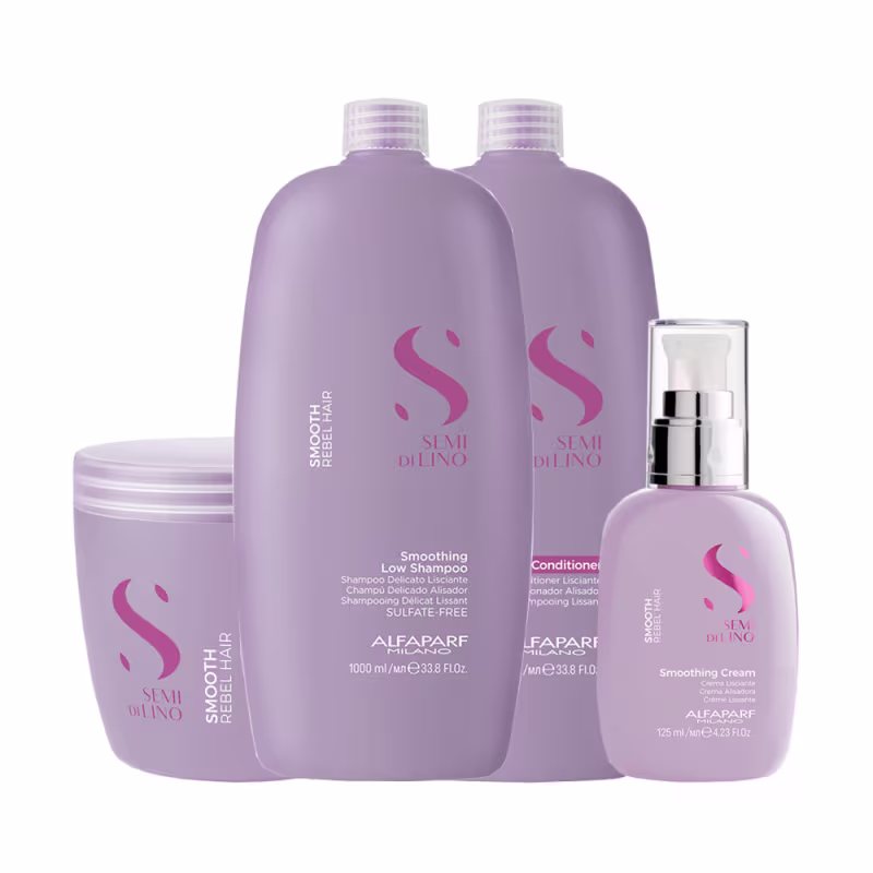 Kit Alfaparf Semi Di Lino Smooth Rebel Lissante Profissional (4 Produtos)