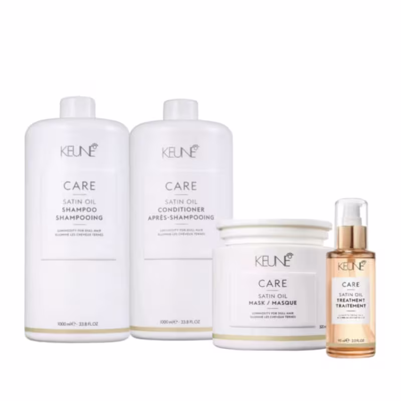 Kit Profissional Keune Care Satin Oil Shampoo Conditioner Mask e Treatment 95ml