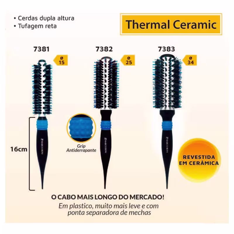 Escova de Cabelo Marco Boni Azul 25mm, 1 unidade.