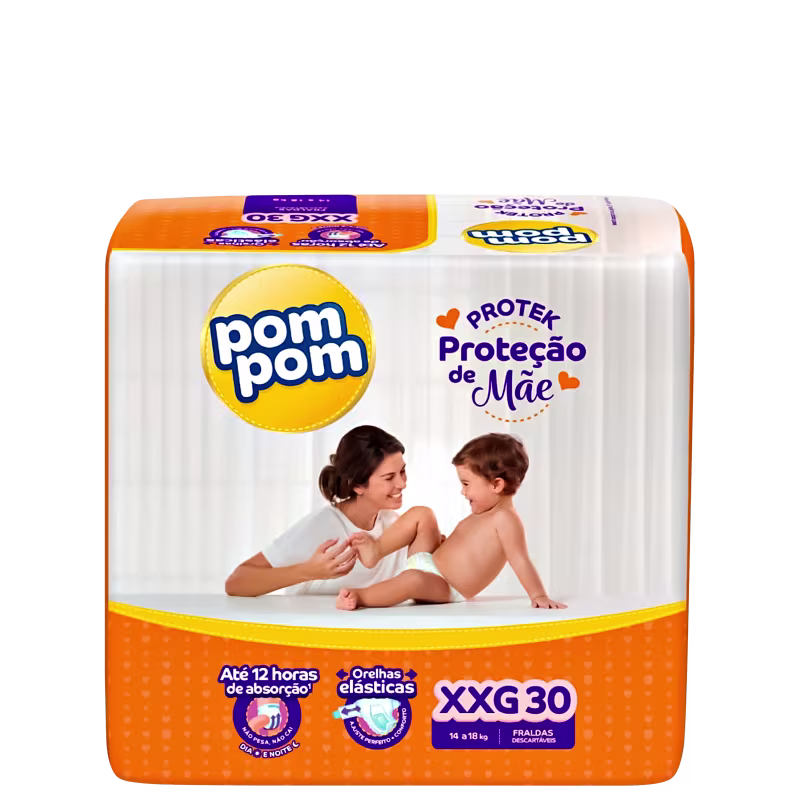 Pom Pom Derma Protek Mega XXG - Fraldas Descartáveis (30 Unidades)