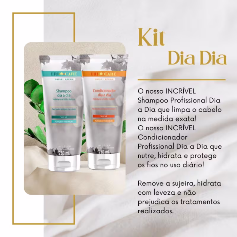 Kit Nutrição Hidratação Dia a Dia - Shampoo 250ml + Condicionador 250ml Uso Diário Eri Haircare