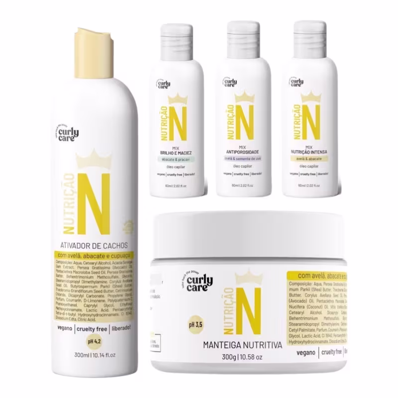Kit Curly Care Nutrição Manteiga, 3 Óleos E Ativador (5Itens)
