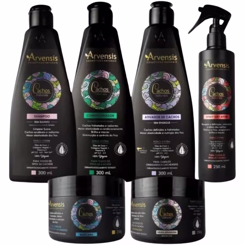 Kit Arvensis Shampoo Ativador Condicionador Day Afeter Mascara e Geleia