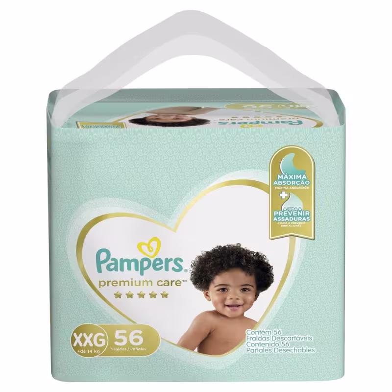 Kit Fralda Pampers Premium Care Jumbo Tamanho XXG com 224 unidades