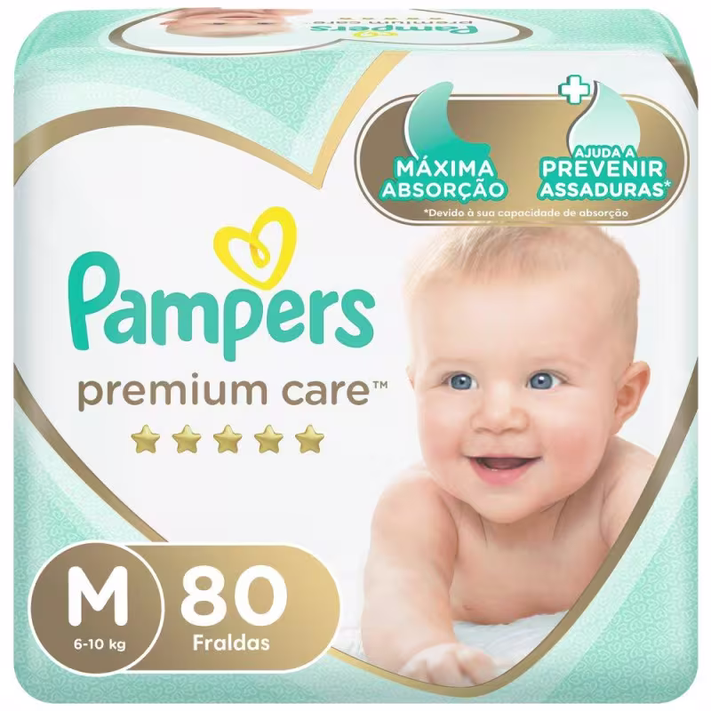 Kit Fralda Pampers Premium Care Nova Jumbo Tamanho M 240 Unidades