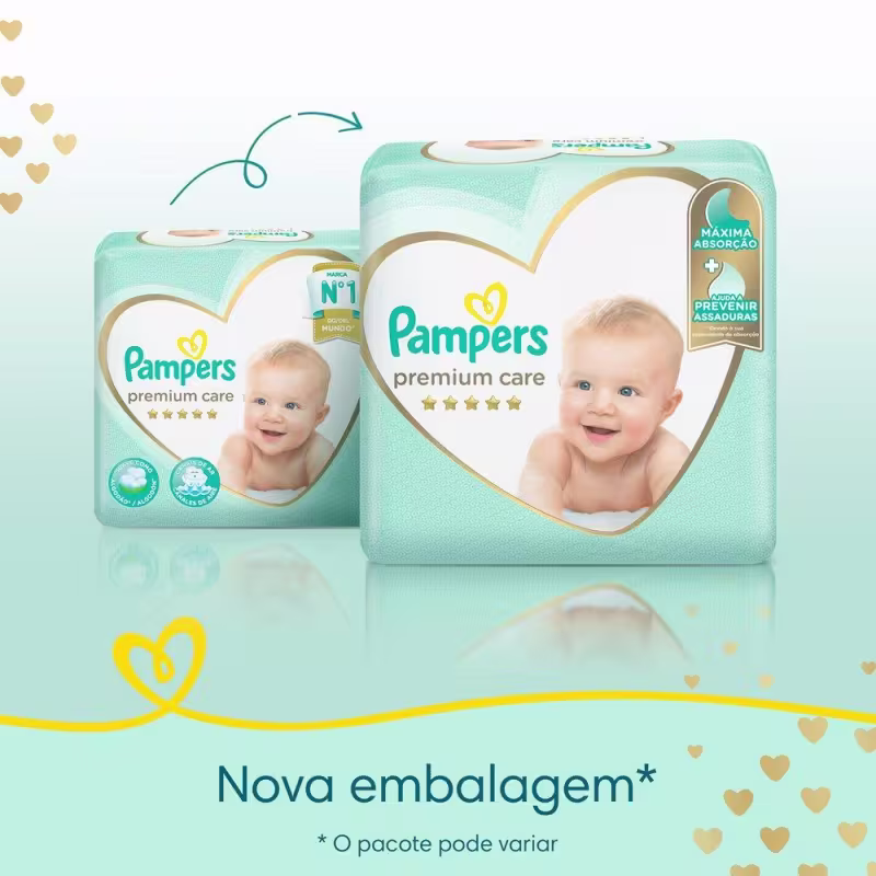 Kit fralda Pampers Premium Care Mega Tamanho XXG 48 Unidades