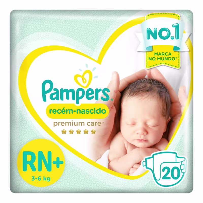 Kit Fralda Pampers Premium Care Recém Nascido Plus com 80 unidades - 3 à 6Kg