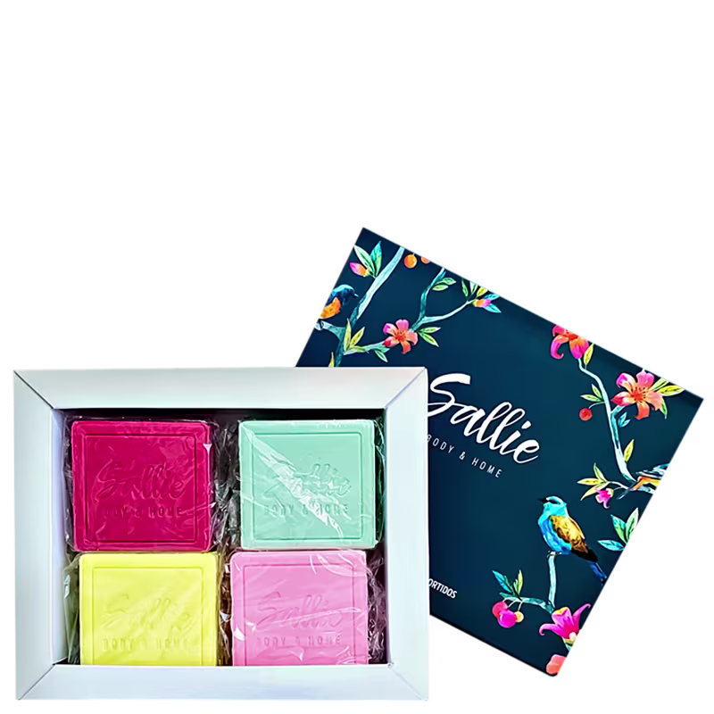 Kit Sallie Body & Home Sabonete em barra Passarinho 4 unidades de 90g cada