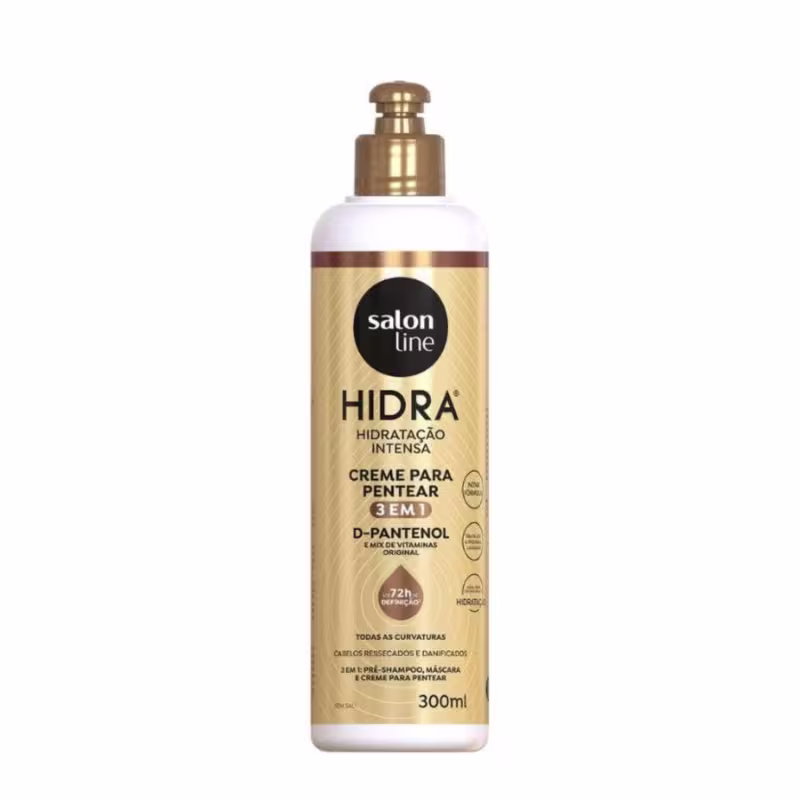 Creme para Pentear Salon Line Hidra D-Pantenol 3 em 1. Volumetria de 300ml.