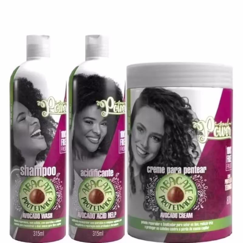 Kit Soul Power Abacate Shampoo + Acidificante + Creme de Pentear 800g