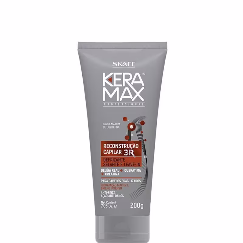 Skafe Keramax Reconstrução Capilar 3R Defrizante Selante e Leave-in 200g