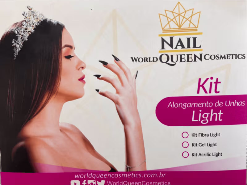 Kit World Queen Nail Queen Fibra Light Alongamento de Unhas (9 Produtos)