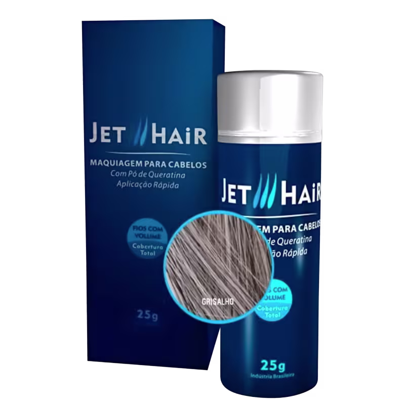 Jet Hair Maquiagem Para Cabelos - Cor Grisalho - Frasco Grande de 25G