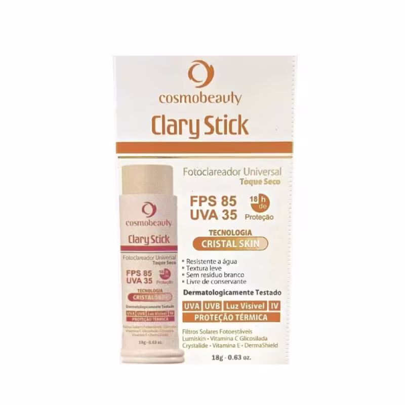 Trata-se de um fotoclareador universal de toque seco, com FPS 85 e PPD 35, oferecendo proteção térmica.