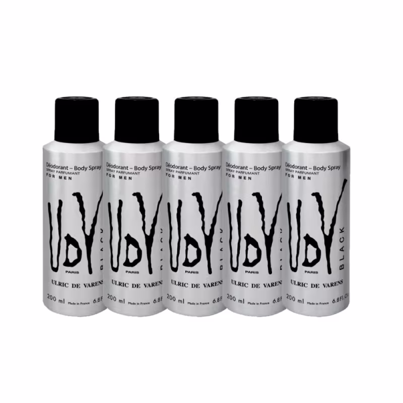 Kit 5 Desodorantes Masculinos Spray UDV Black - 200ml