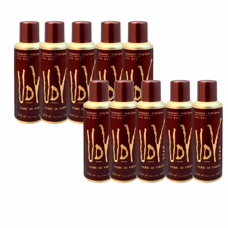 Kit 10 Desodorantes Masculinos Spray UDV Star - 200ml