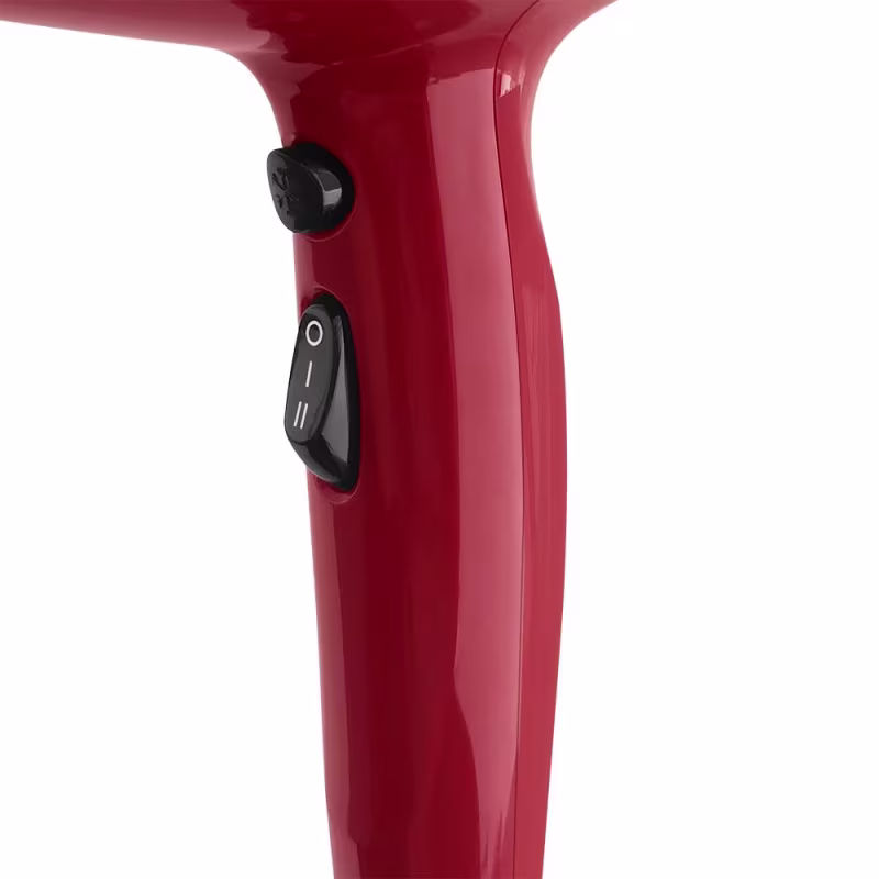 Imagem de secador de cabelo GA.MA Italy, com foco no botão com 2 velocidades.