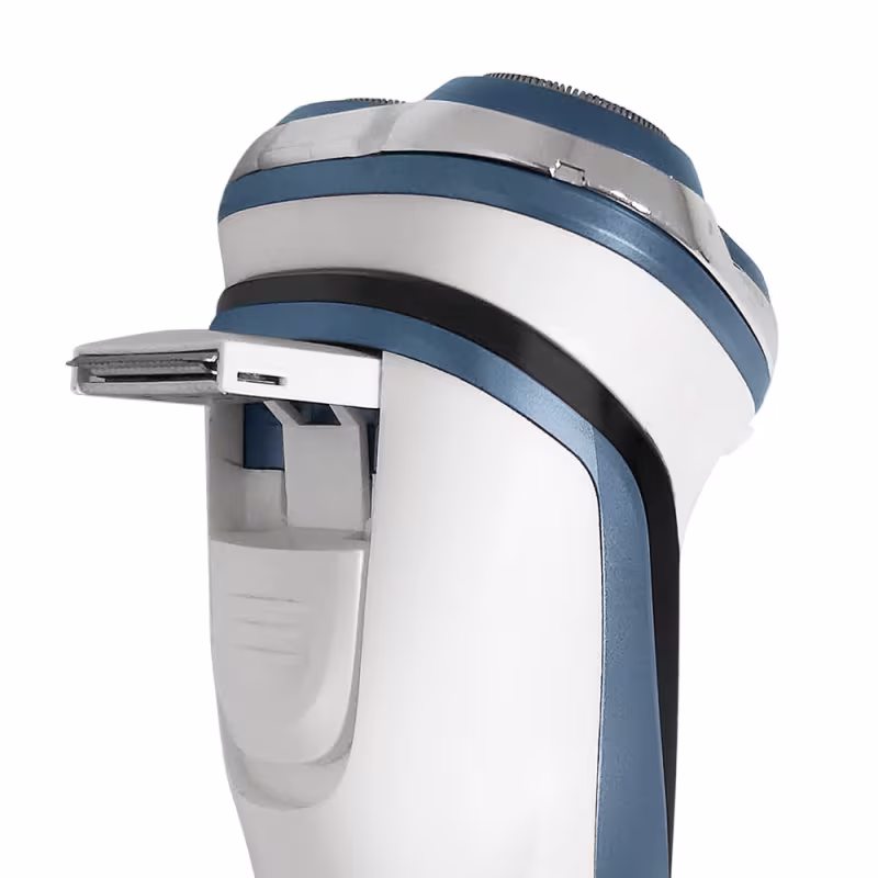 Parte de trás do barbeador elétrico recarregável USB da marca GA.MA Italy.