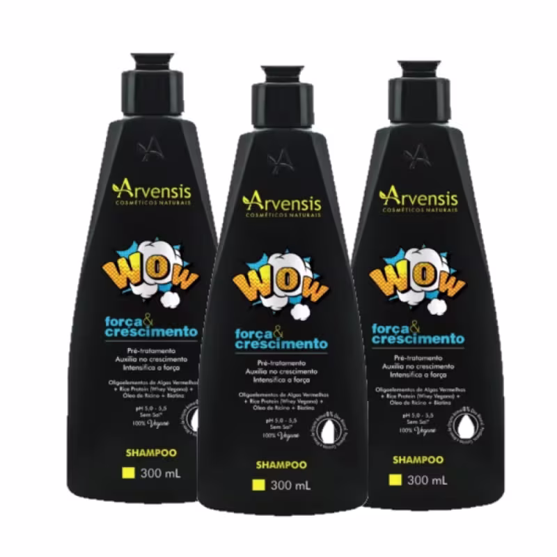 Kit Arvensis Cosméticos Naturais Wow Força e Crescimento Shampoo 300ml (3 Unidades)