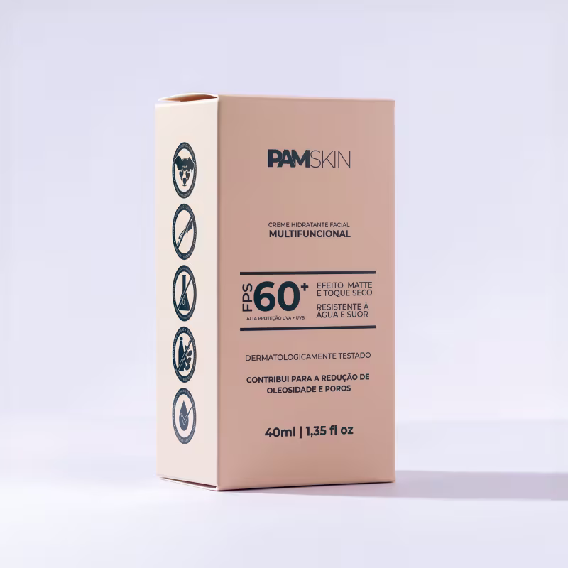 Imagem mostra a caixa do creme com o fundo branco e sua sombra projetada embaixo na lateral.