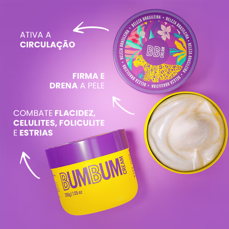 Kit BumBum Cream-Creme Corporal 200ml + BB Clear Uniformizador Corporal 75ml + Necessaire