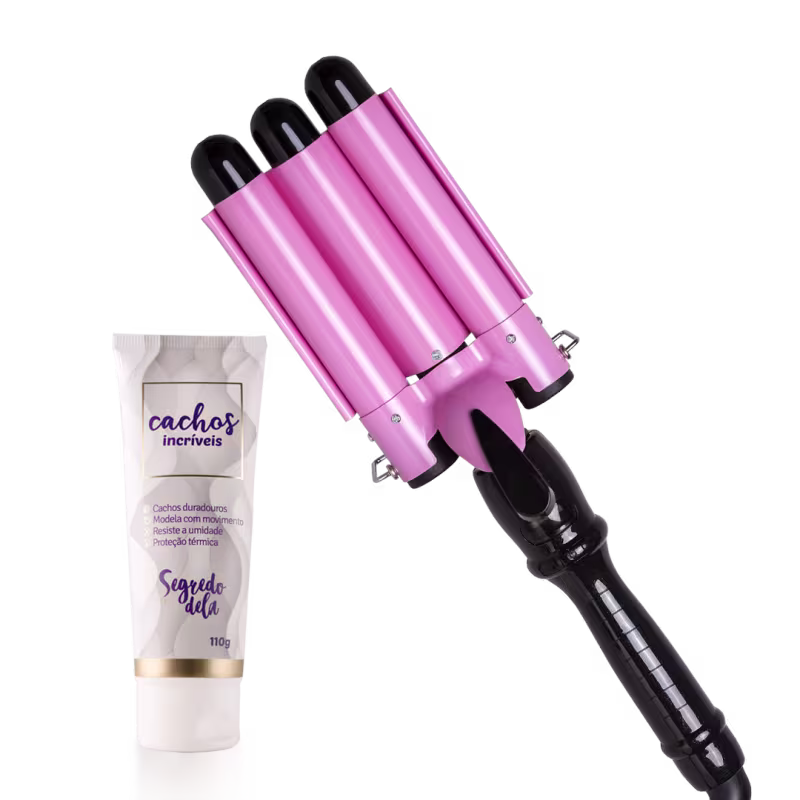 Kit Modelador Triondas Dani Ondas Perfeitas 32mm Bivolt + Creme Protetor Térmico Cachos - Segredo Dela