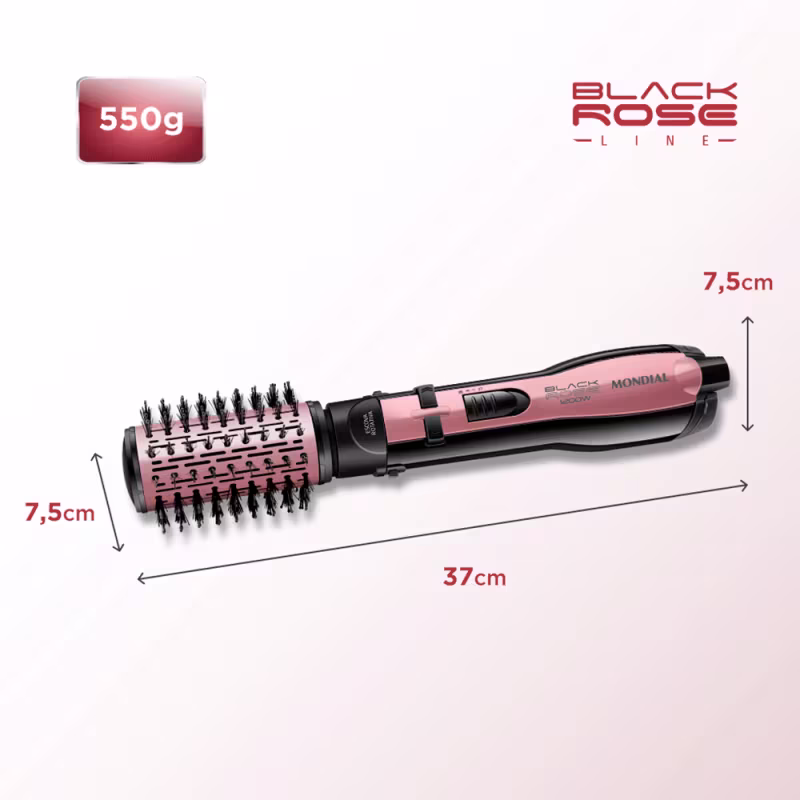 Escova Rotativa Mondial ER-10 1200W, Rose/Preto 127V