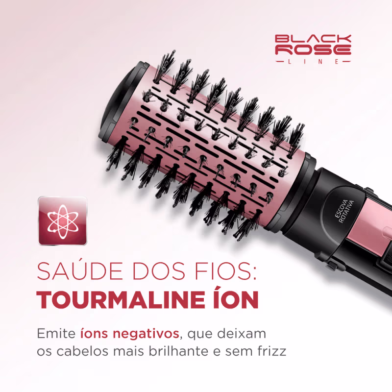 Escova Rotativa Mondial ER-10 1200W, Rose/Preto 127V