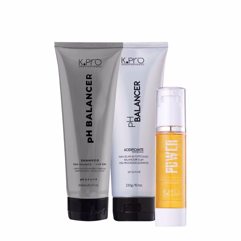 Kit K.Pro pH Balancer Shampoo Acidificante e Power Five Óleo Capilar (3 produtos)