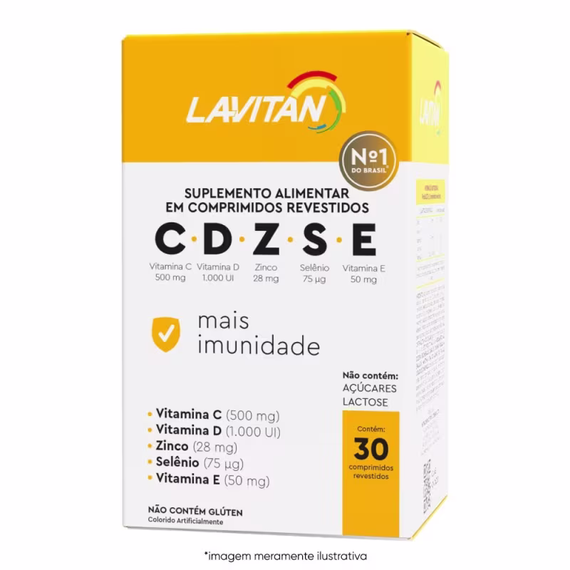 Suplemento Vitaminas Minerais CDZSE Imunidade 30 Comprimidos Lavitan