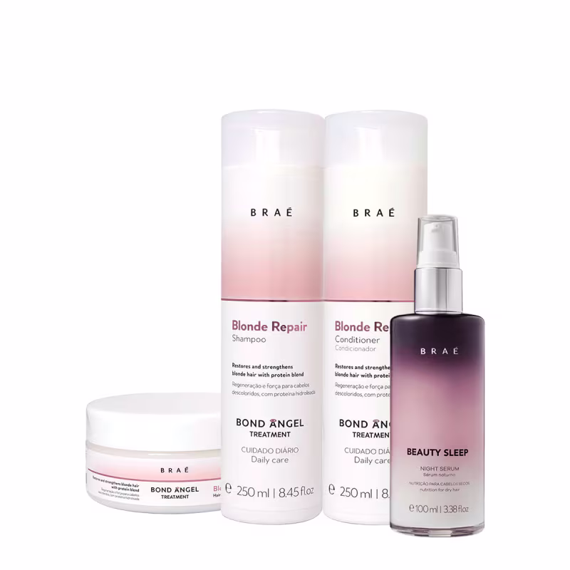 Kit Braé Blond Repair Shampoo Condicionador Máscara e Beauty Sleep (4 produtos)