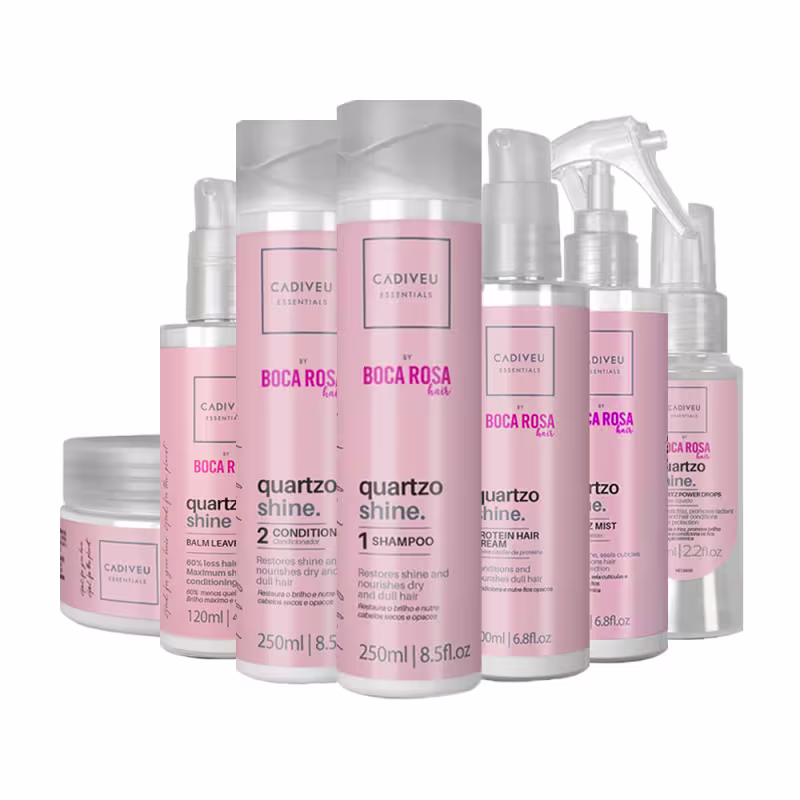 Kit Cadiveu Essentials Quartzo Shine by Boca Rosa Hair Cuidado Completo (7 Produtos)
